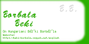 borbala beki business card